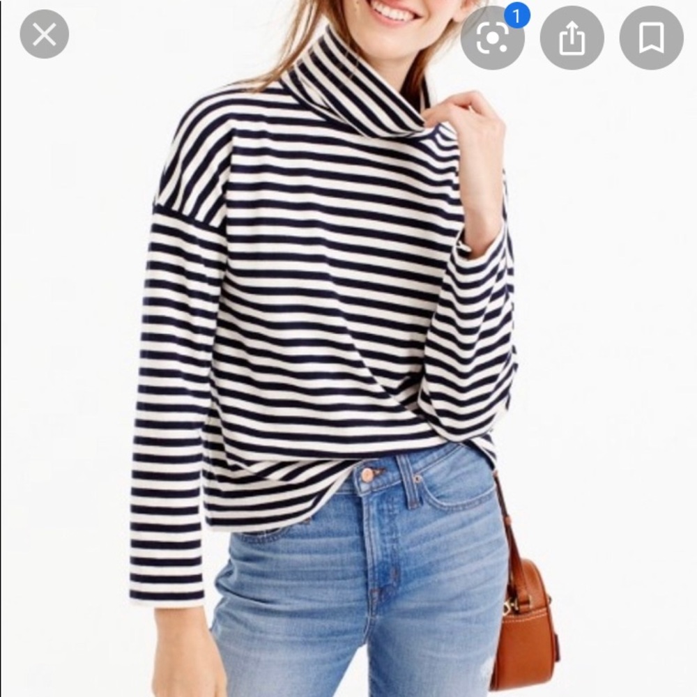 J Crew Striped Boxy Turtleneck